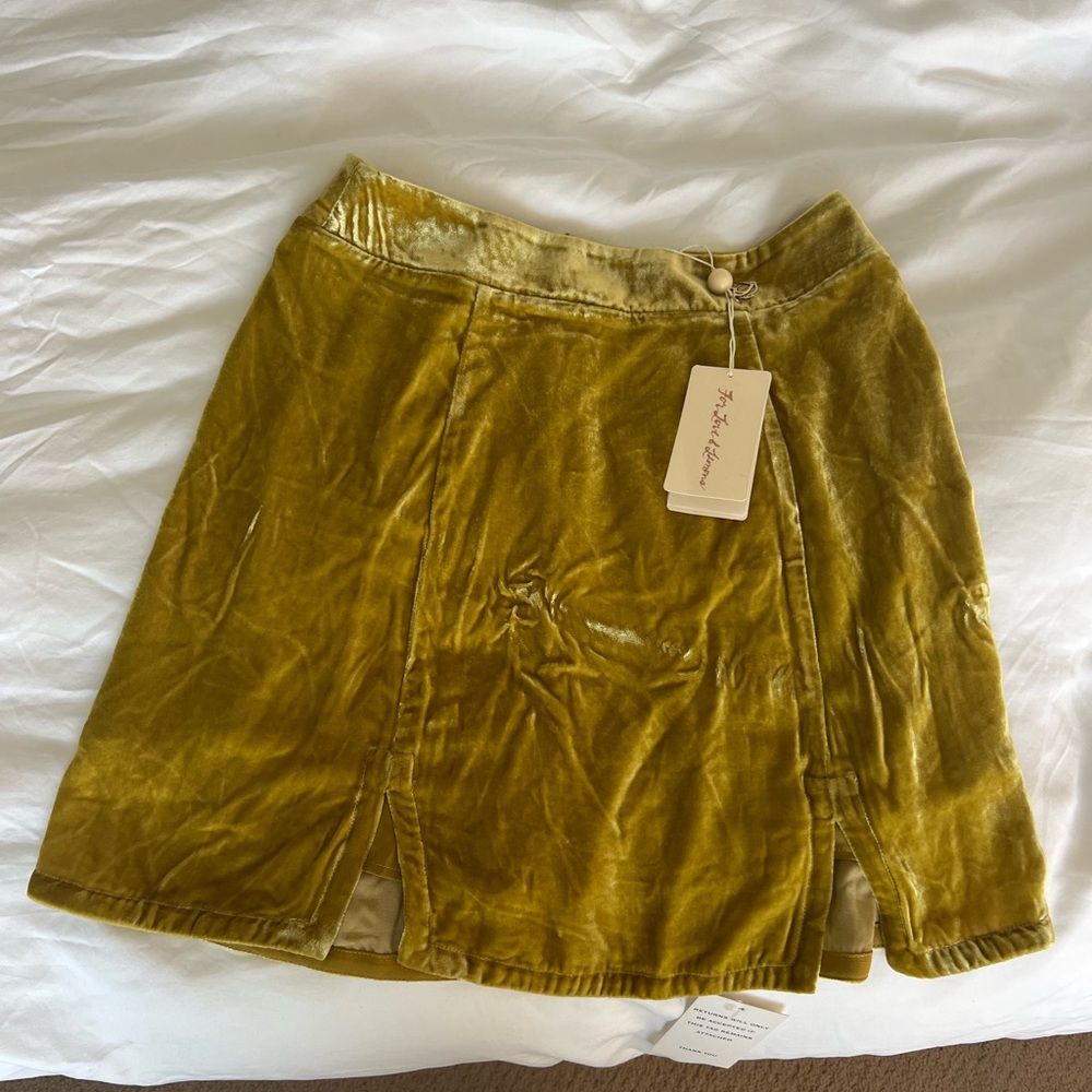For Love & Lemons Beatrix mustard yellow velvet skirt size Small